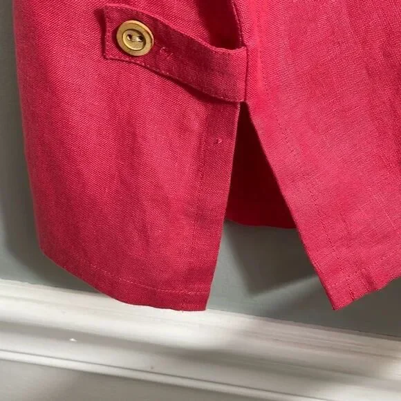 David Dart Woman 2X 100% linen v-neck sleeveless warm pink red - Picture 6 of 9